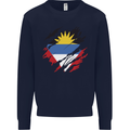 Torn Antigua and Barbuda Flag Day Football Mens Sweatshirt Jumper Navy Blue