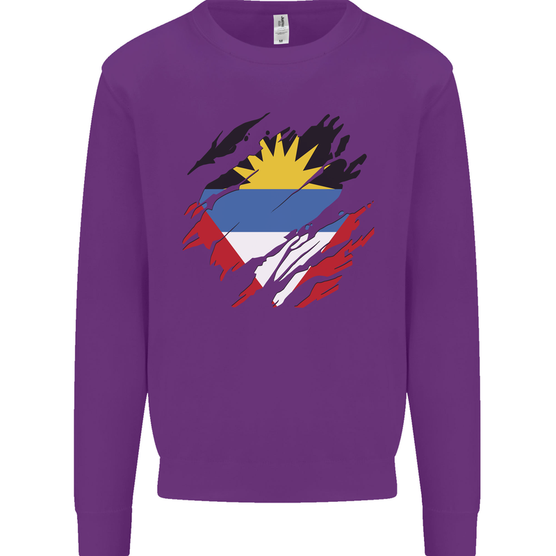Torn Antigua and Barbuda Flag Day Football Mens Sweatshirt Jumper Purple