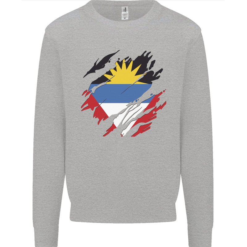 Torn Antigua and Barbuda Flag Day Football Mens Sweatshirt Jumper Sports Grey