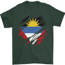 Torn Antigua and Barbuda Flag Day Football Mens T-Shirt 100% Cotton Forest Green