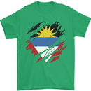 Torn Antigua and Barbuda Flag Day Football Mens T-Shirt 100% Cotton Irish Green