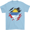 Torn Antigua and Barbuda Flag Day Football Mens T-Shirt 100% Cotton Light Blue