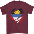 Torn Antigua and Barbuda Flag Day Football Mens T-Shirt 100% Cotton Maroon