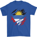 Torn Antigua and Barbuda Flag Day Football Mens T-Shirt 100% Cotton Royal Blue