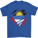 Torn Antigua and Barbuda Flag Day Football Mens T-Shirt 100% Cotton Royal Blue