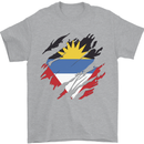 Torn Antigua and Barbuda Flag Day Football Mens T-Shirt 100% Cotton Sports Grey