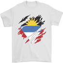 Torn Antigua and Barbuda Flag Day Football Mens T-Shirt 100% Cotton White