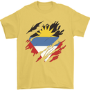 Torn Antigua and Barbuda Flag Day Football Mens T-Shirt 100% Cotton Yellow