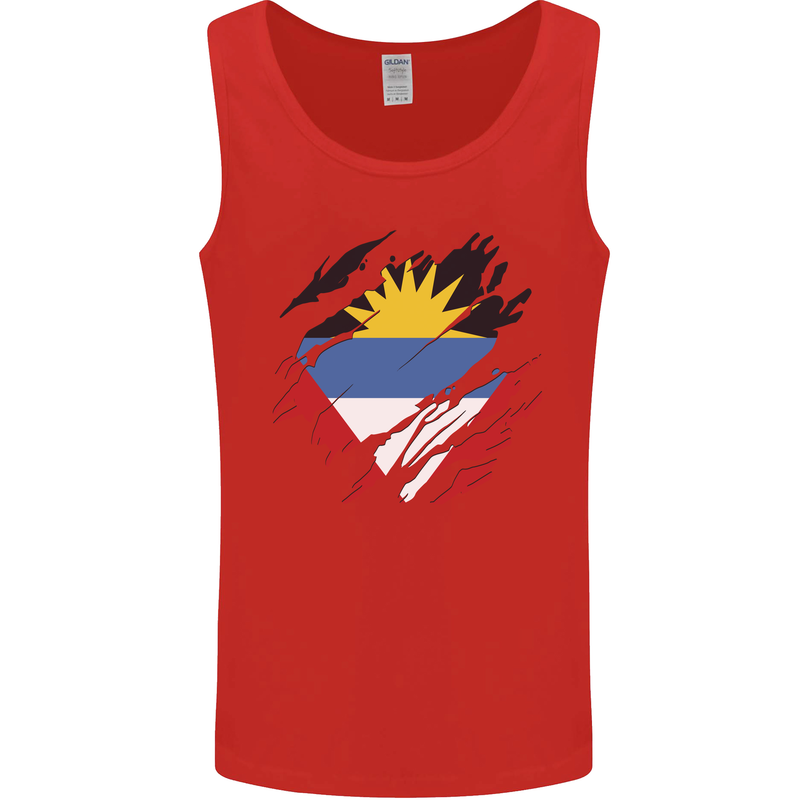 Torn Antigua and Barbuda Flag Day Football Mens Vest Tank Top Red