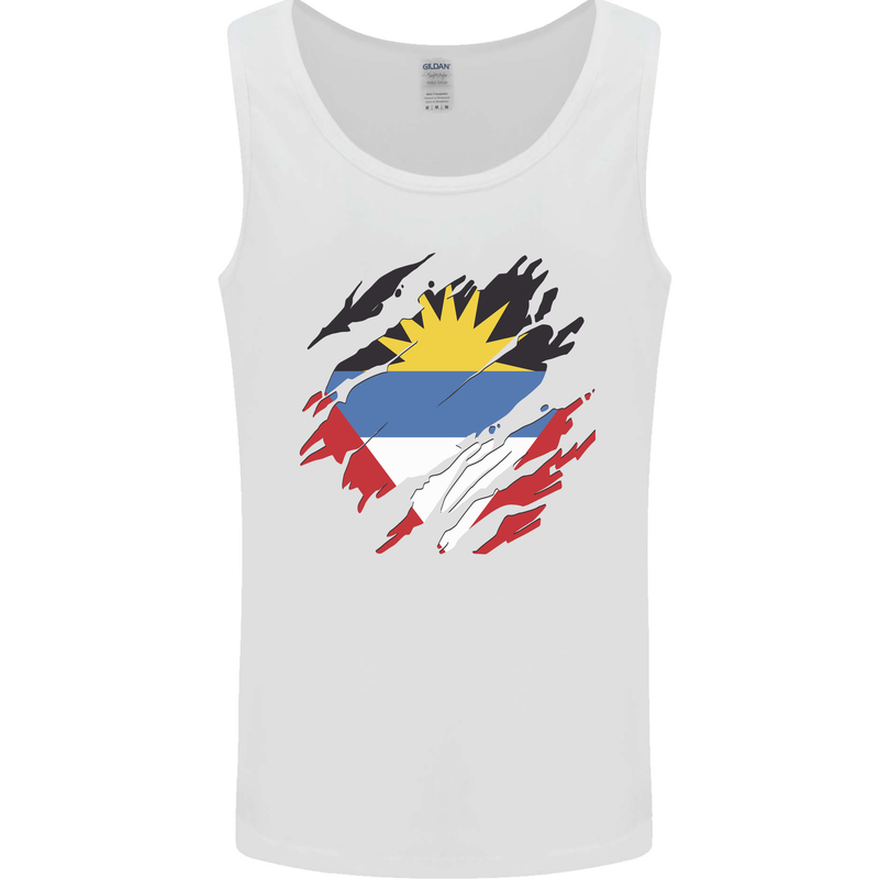 Torn Antigua and Barbuda Flag Day Football Mens Vest Tank Top White