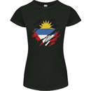 Torn Antigua and Barbuda Flag Day Football Womens Petite Cut T-Shirt Black