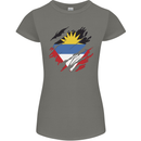 Torn Antigua and Barbuda Flag Day Football Womens Petite Cut T-Shirt Charcoal