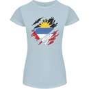 Torn Antigua and Barbuda Flag Day Football Womens Petite Cut T-Shirt Light Blue