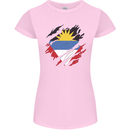 Torn Antigua and Barbuda Flag Day Football Womens Petite Cut T-Shirt Light Pink