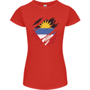 Torn Antigua and Barbuda Flag Day Football Womens Petite Cut T-Shirt Red