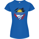 Torn Antigua and Barbuda Flag Day Football Womens Petite Cut T-Shirt Royal Blue
