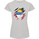 Torn Antigua and Barbuda Flag Day Football Womens Petite Cut T-Shirt Sports Grey