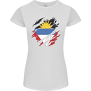 Torn Antigua and Barbuda Flag Day Football Womens Petite Cut T-Shirt White