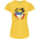 Torn Antigua and Barbuda Flag Day Football Womens Petite Cut T-Shirt Yellow