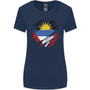 Torn Antigua and Barbuda Flag Day Football Womens Wider Cut T-Shirt Navy Blue