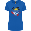 Torn Antigua and Barbuda Flag Day Football Womens Wider Cut T-Shirt Royal Blue