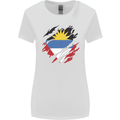 Torn Antigua and Barbuda Flag Day Football Womens Wider Cut T-Shirt White