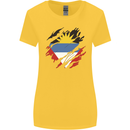 Torn Antigua and Barbuda Flag Day Football Womens Wider Cut T-Shirt Yellow