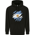 Torn Argentina Flag Argentinian Day Football Childrens Kids Hoodie Black