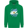 Torn Argentina Flag Argentinian Day Football Childrens Kids Hoodie Irish Green