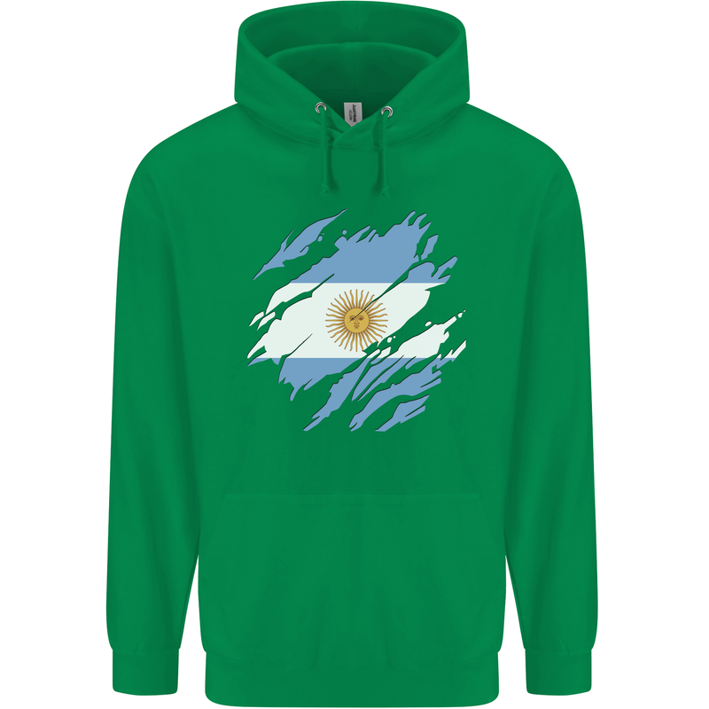 Torn Argentina Flag Argentinian Day Football Childrens Kids Hoodie Irish Green