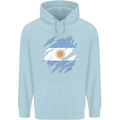 Torn Argentina Flag Argentinian Day Football Childrens Kids Hoodie Light Blue