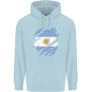 Torn Argentina Flag Argentinian Day Football Childrens Kids Hoodie Light Blue