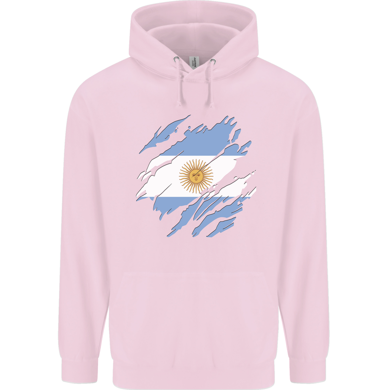 Torn Argentina Flag Argentinian Day Football Childrens Kids Hoodie Light Pink