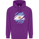 Torn Argentina Flag Argentinian Day Football Childrens Kids Hoodie Purple