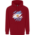 Torn Argentina Flag Argentinian Day Football Childrens Kids Hoodie Red