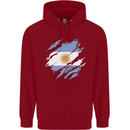 Torn Argentina Flag Argentinian Day Football Childrens Kids Hoodie Red