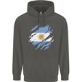Torn Argentina Flag Argentinian Day Football Childrens Kids Hoodie Storm Grey