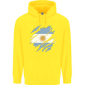 Torn Argentina Flag Argentinian Day Football Childrens Kids Hoodie Yellow