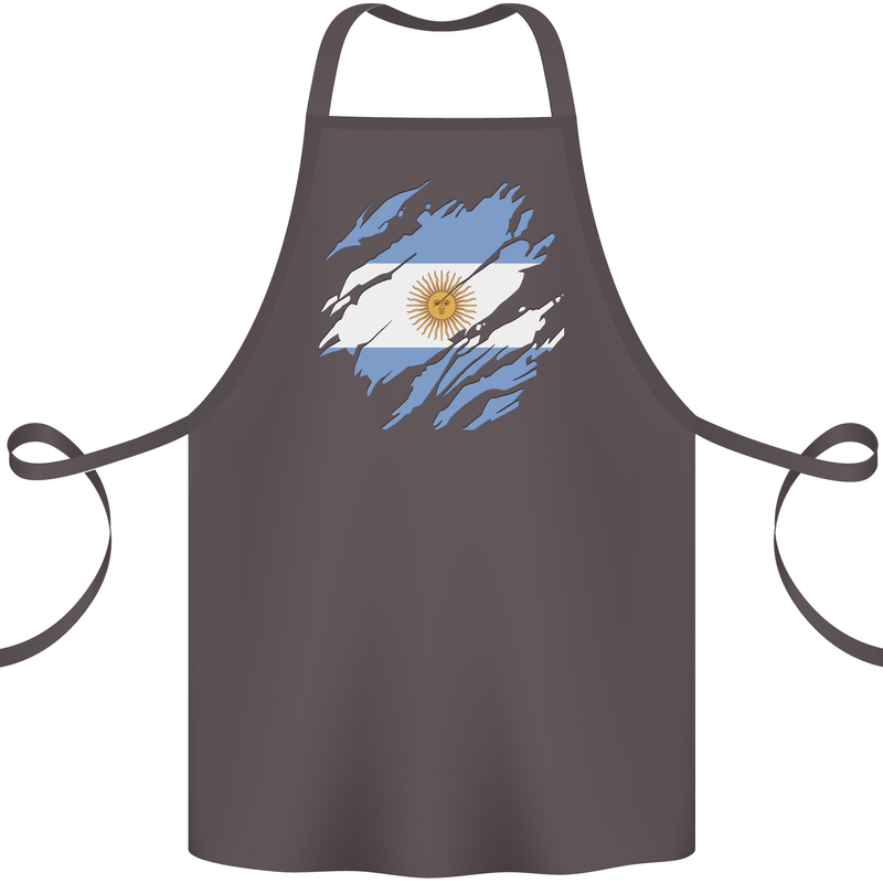 Torn Argentina Flag Argentinian Day Football Cotton Apron 100% Organic Dark Grey