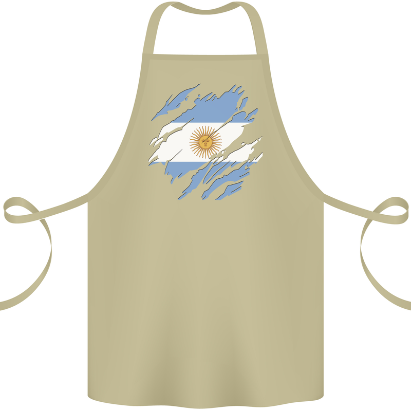 Torn Argentina Flag Argentinian Day Football Cotton Apron 100% Organic Khaki