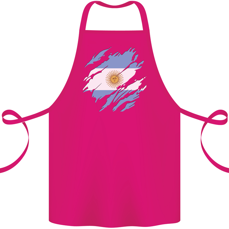 Torn Argentina Flag Argentinian Day Football Cotton Apron 100% Organic Pink
