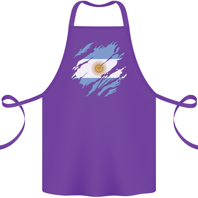 Torn Argentina Flag Argentinian Day Football Cotton Apron 100% Organic Purple