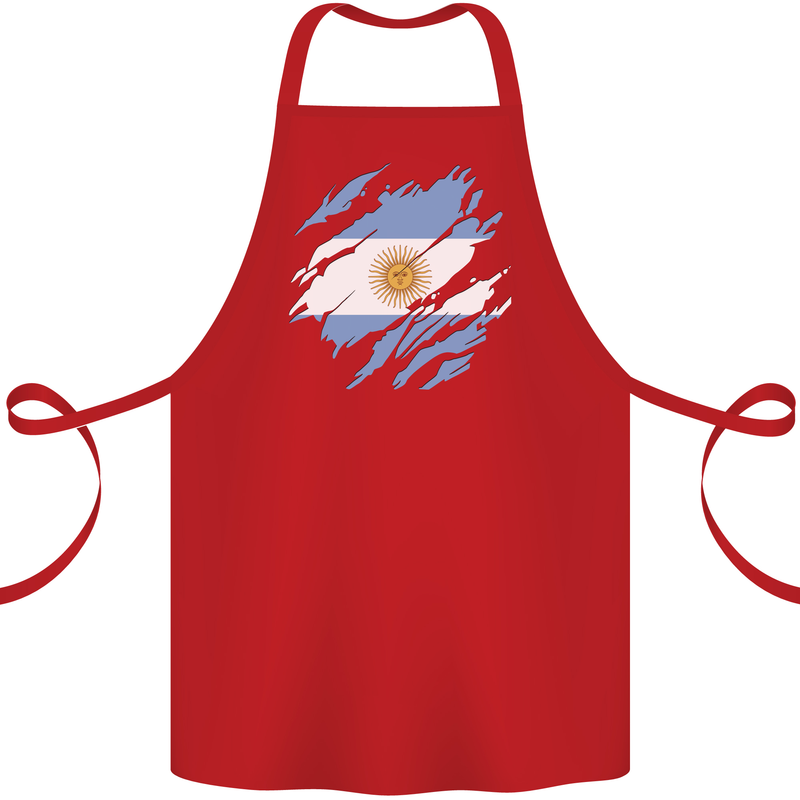 Torn Argentina Flag Argentinian Day Football Cotton Apron 100% Organic Red