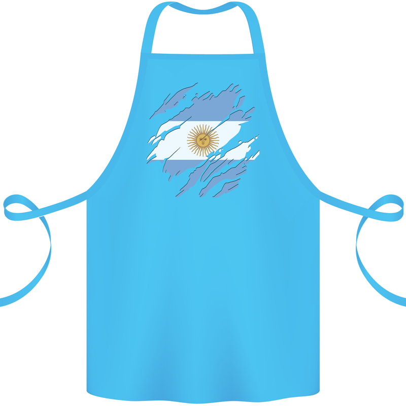 Torn Argentina Flag Argentinian Day Football Cotton Apron 100% Organic Turquoise