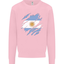 Torn Argentina Flag Argentinian Day Football Kids Sweatshirt Jumper Light Pink