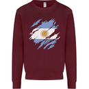 Torn Argentina Flag Argentinian Day Football Kids Sweatshirt Jumper Maroon
