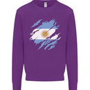 Torn Argentina Flag Argentinian Day Football Kids Sweatshirt Jumper Purple