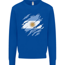Torn Argentina Flag Argentinian Day Football Kids Sweatshirt Jumper Royal Blue