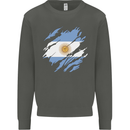 Torn Argentina Flag Argentinian Day Football Kids Sweatshirt Jumper Storm Grey