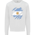 Torn Argentina Flag Argentinian Day Football Kids Sweatshirt Jumper White